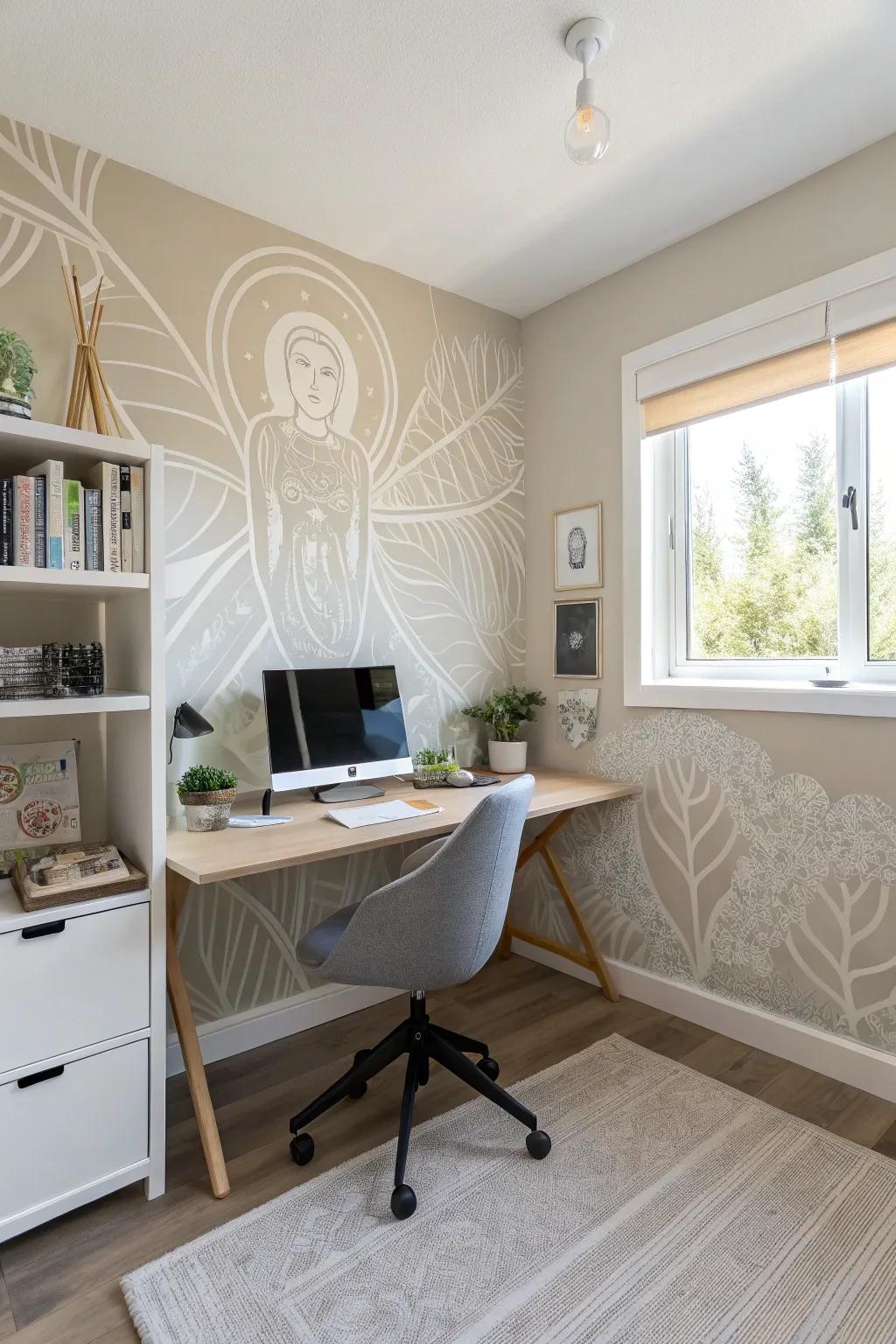 Foster calm with minimalist zen murals.