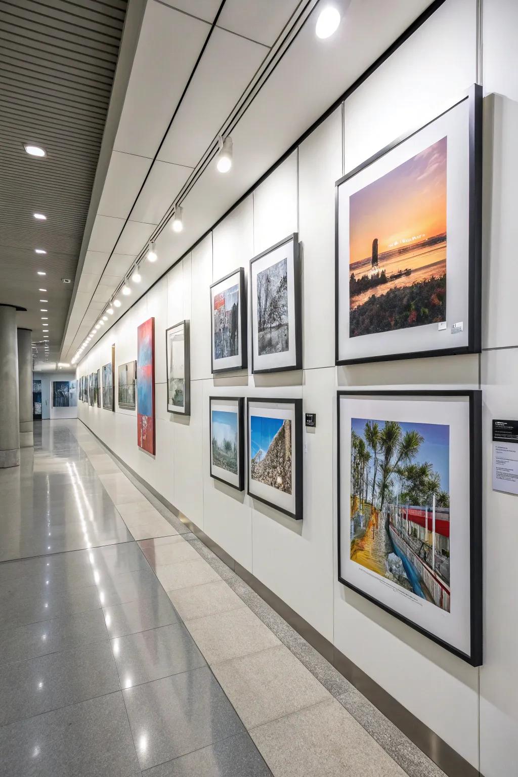 Streamlined magnetized housings for an uncomplicated art print exhibit.