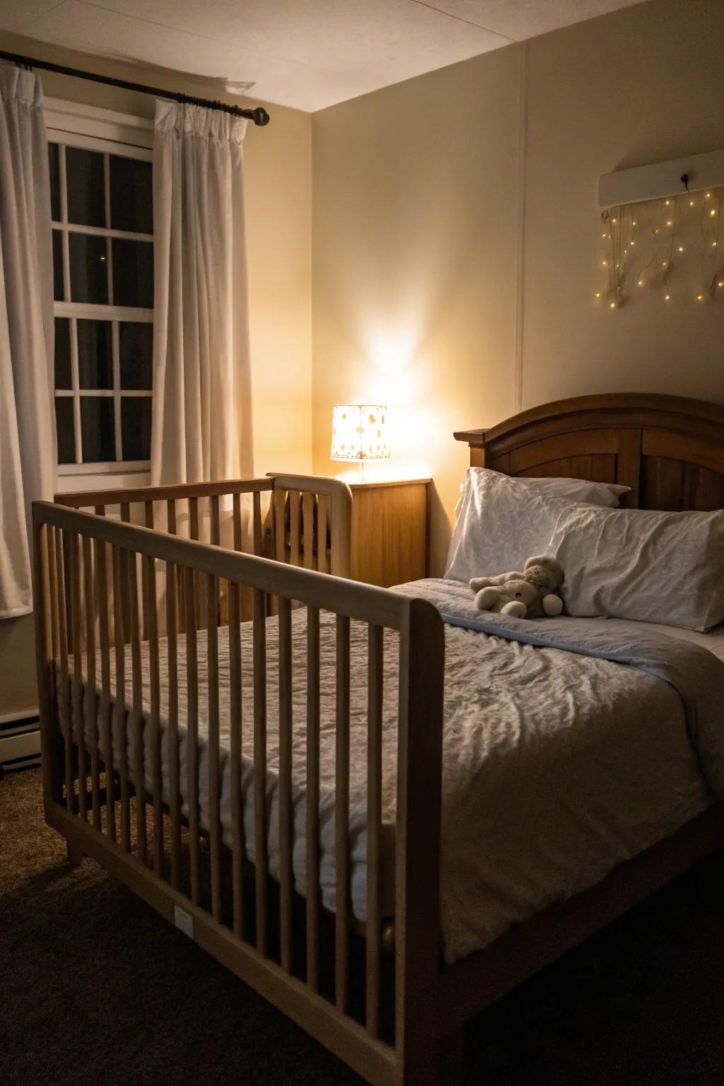 Simple night access to the cot simplifies nighttime routines to new parents.