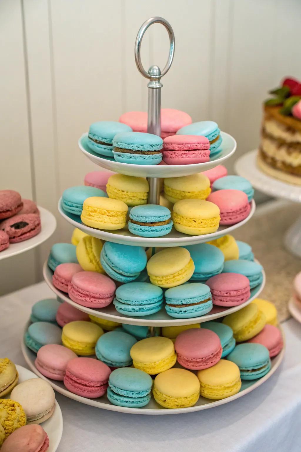 Tinted confectionaries augment both sweetness and coloration to the tabletop assemblage.