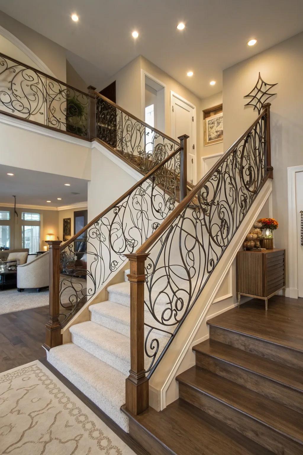 Distinct artistry with wire design banisters.
