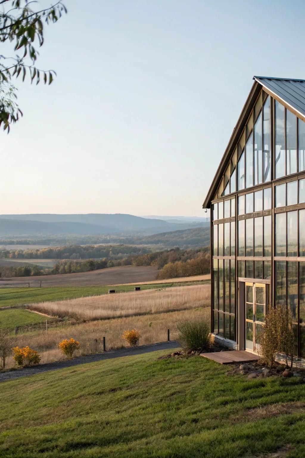 A barn showing off glass that makes inside and out feel like one.
