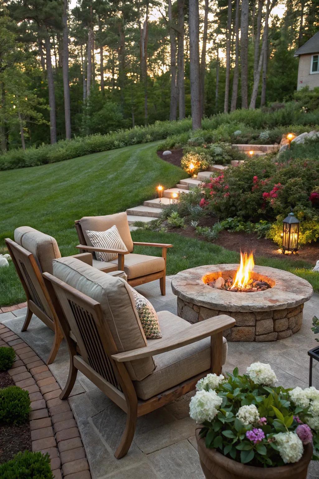 Outdoor living spaces provide relaxation and a spot to relax.