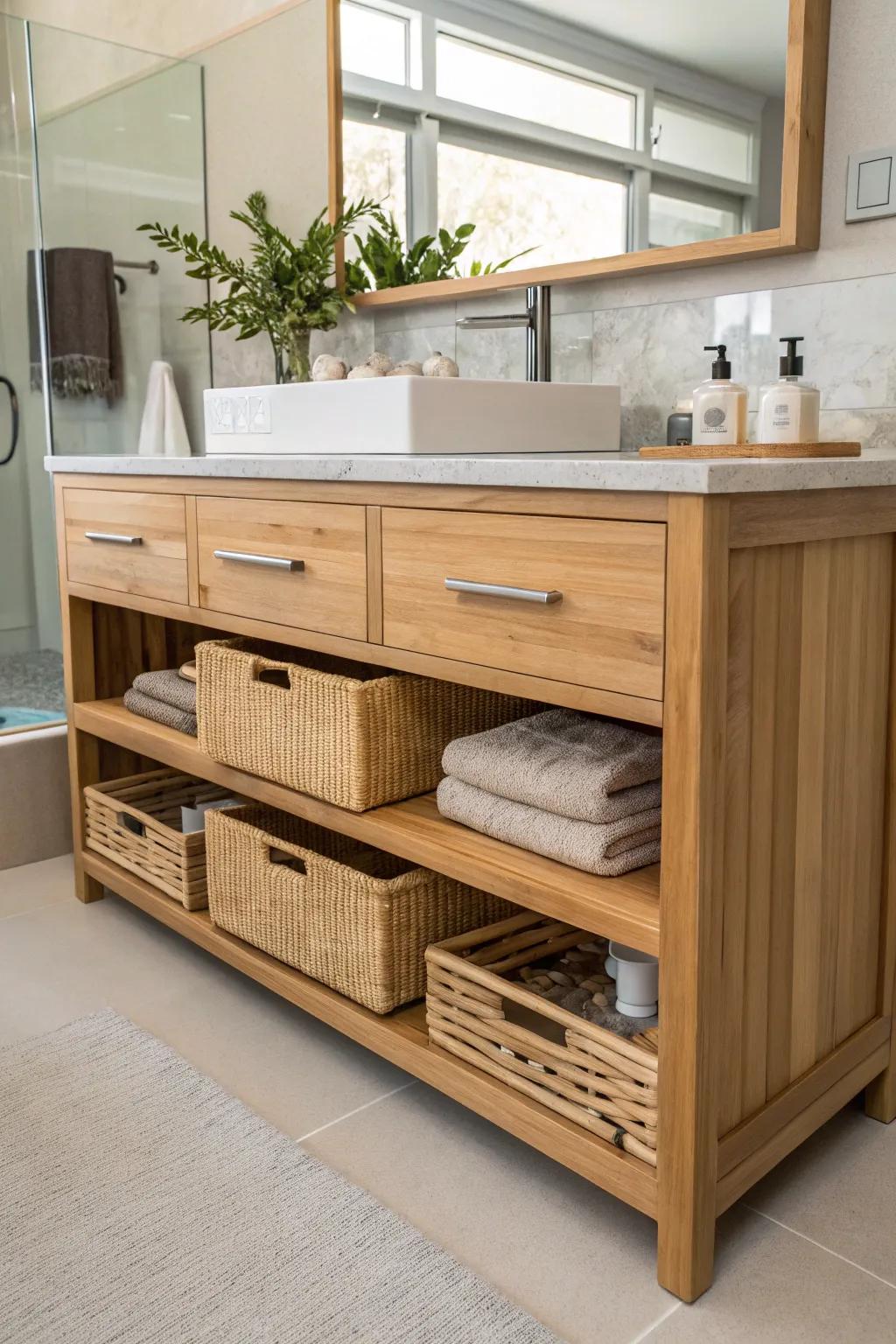 Eco-conscious bamboo storage solutions for a sustainable touch.