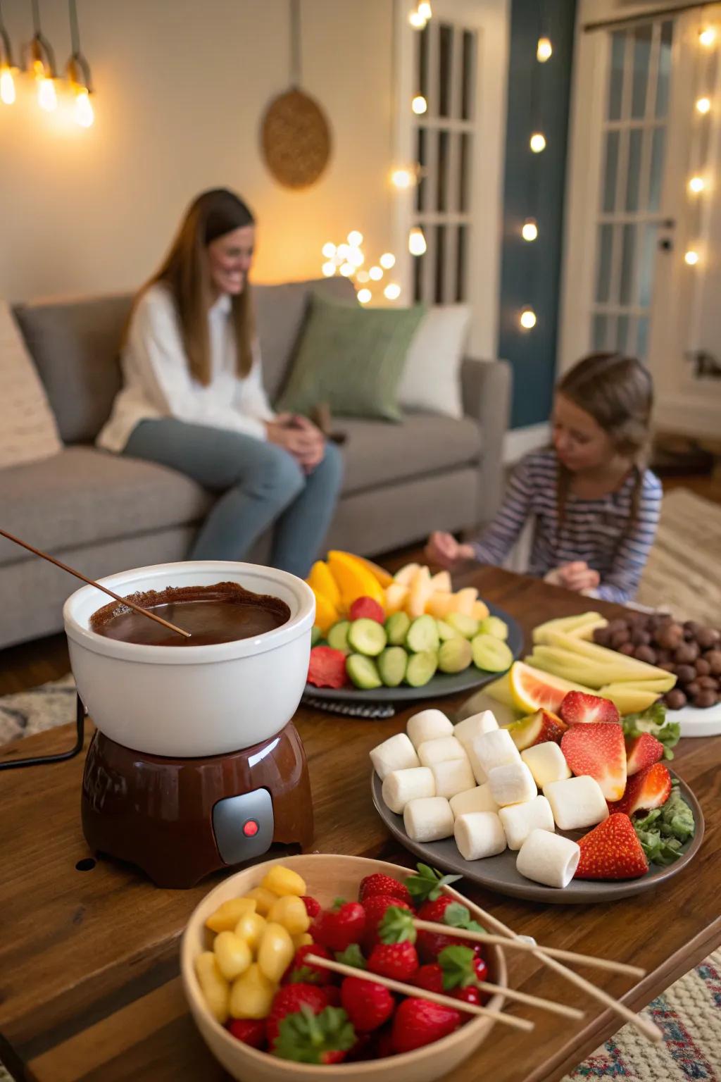 A make-your-own melted chocolate area adds a fun and sweet touch to your celebration.