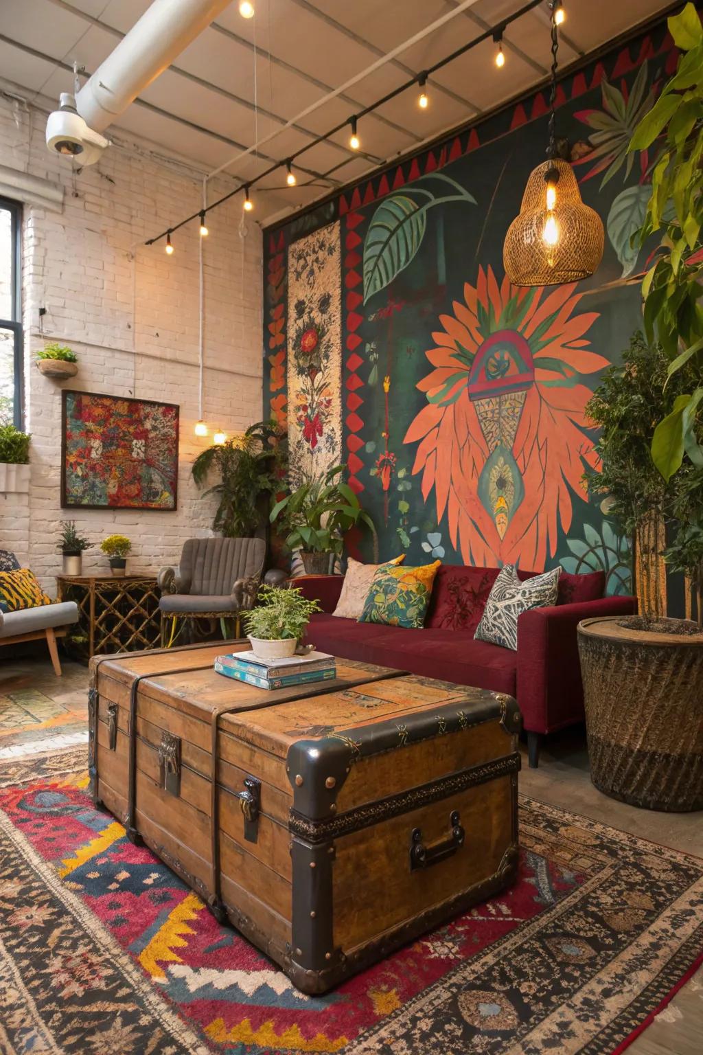 Surprising touches keep your boho loft lively and engaging.