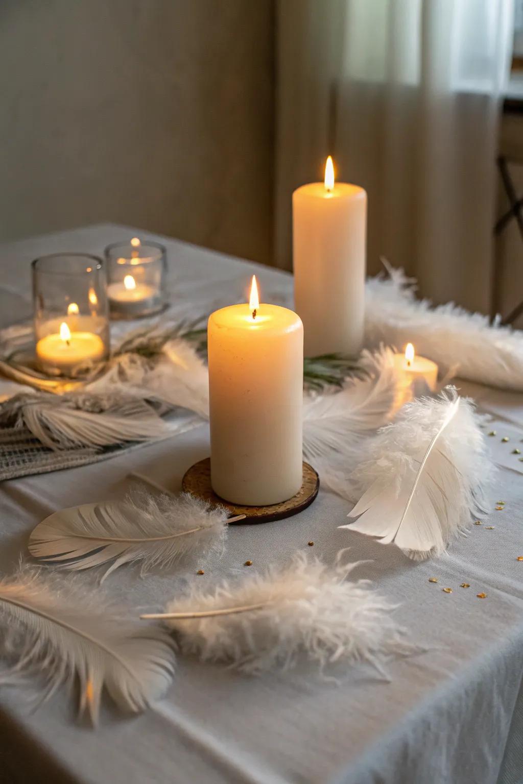 An airy display of flames with gentle quills.