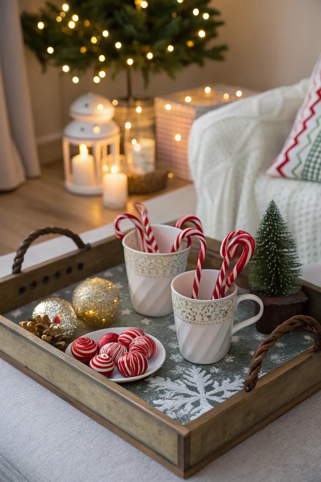 Include joyful appeal into your household by using a peppermint stick bauble design.