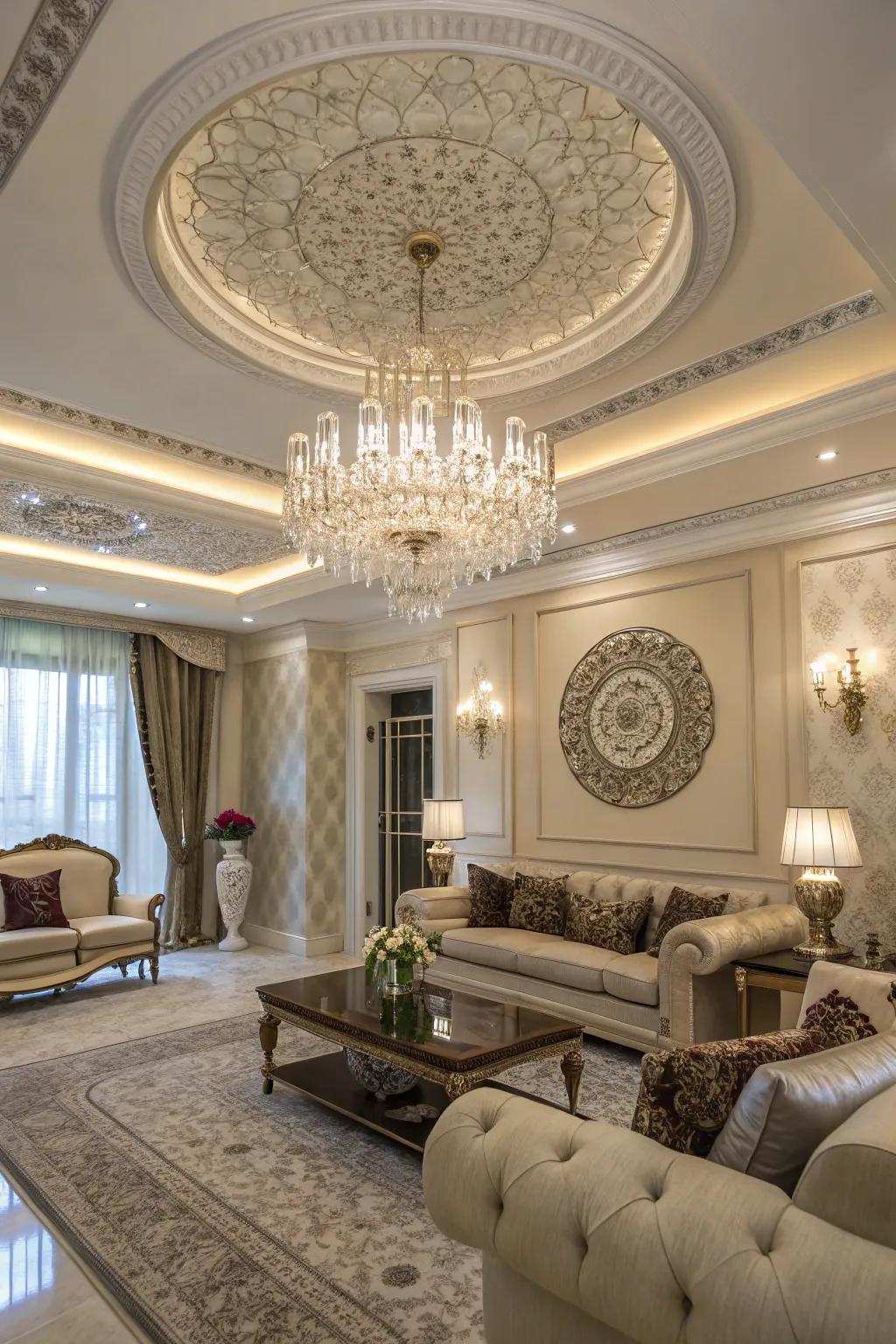 Reflective rosettes enhance light and space.