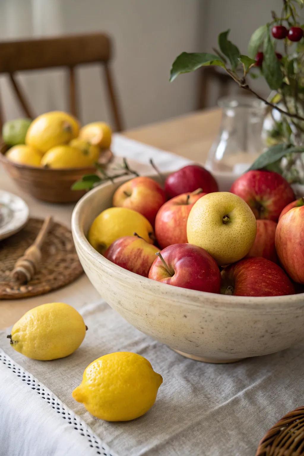 Seasonal fruits deliver a fresh and colorful centerpiece option.