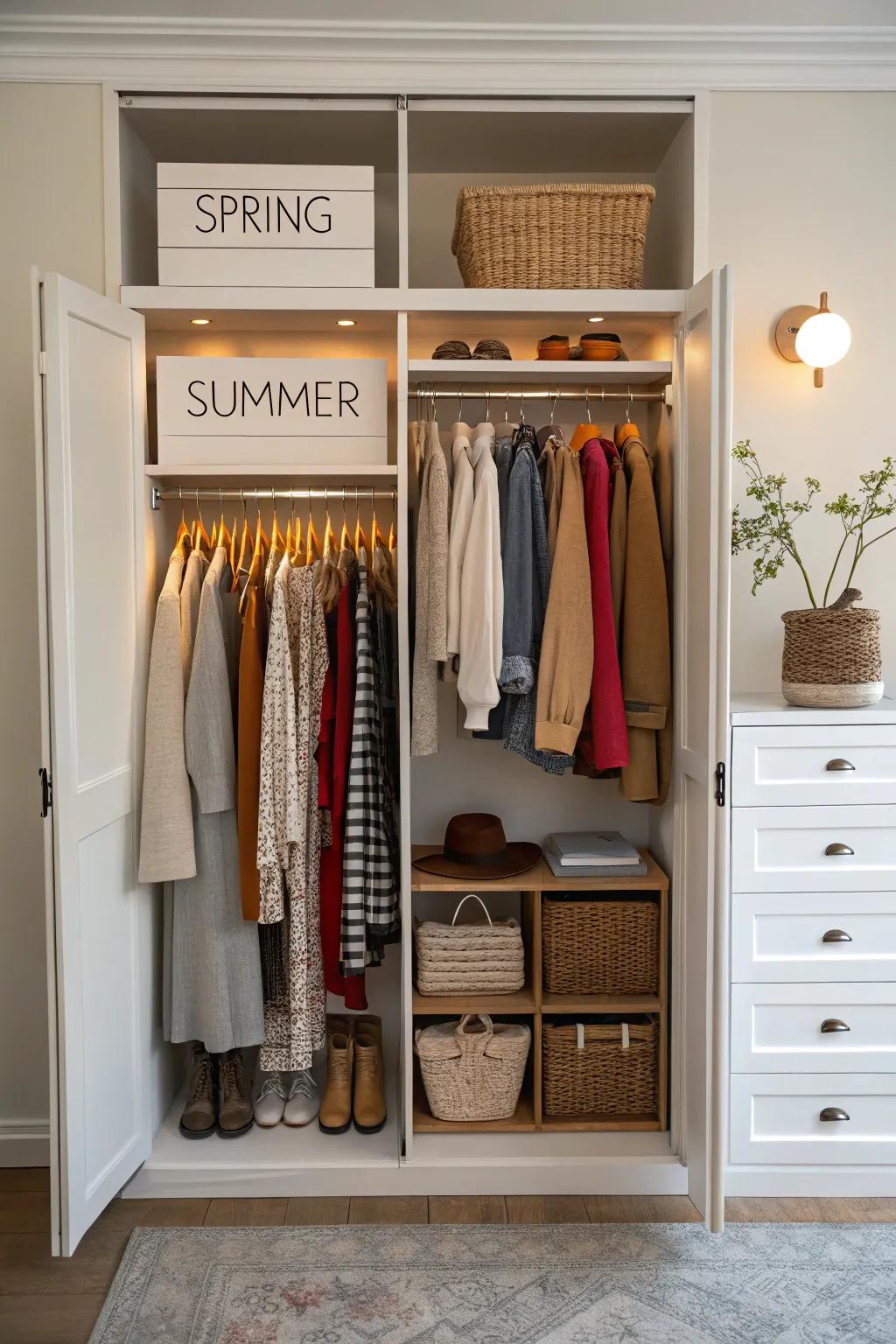 Seasonal organization keeps your closet effective.