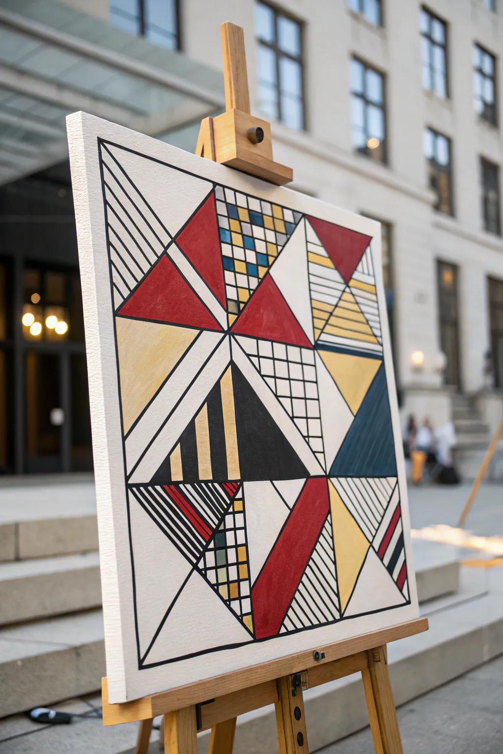 An arrangement inspired by architectural with straight lines and geometric forms.