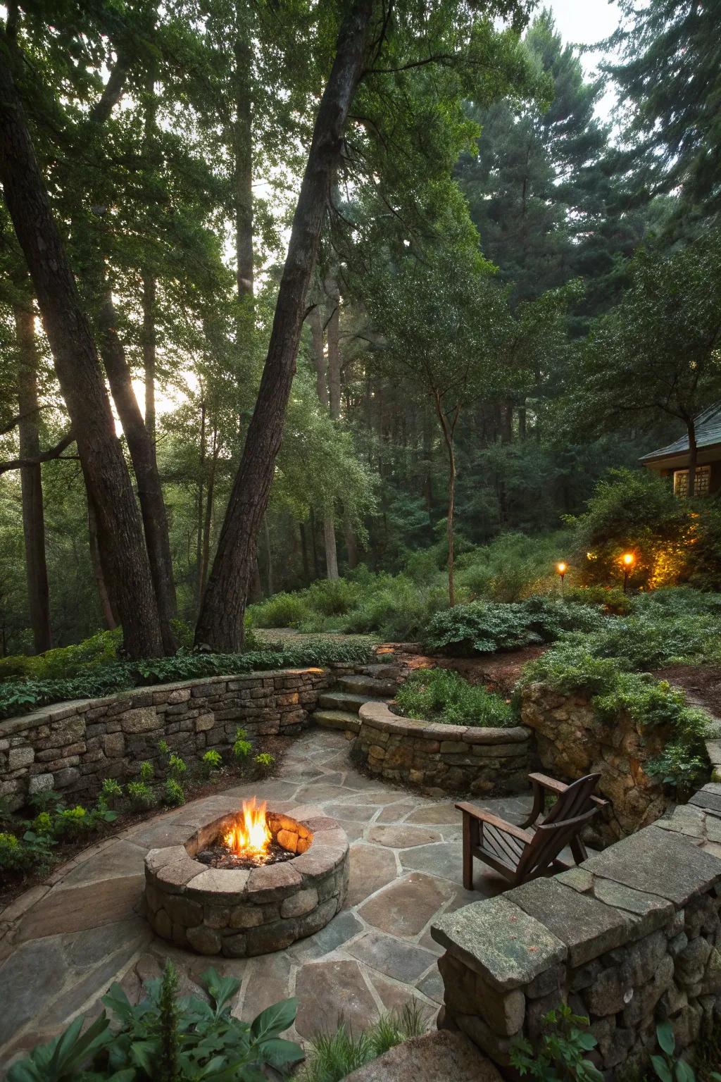 Create a private escape with a secluded hideaway fire pit in your yard.