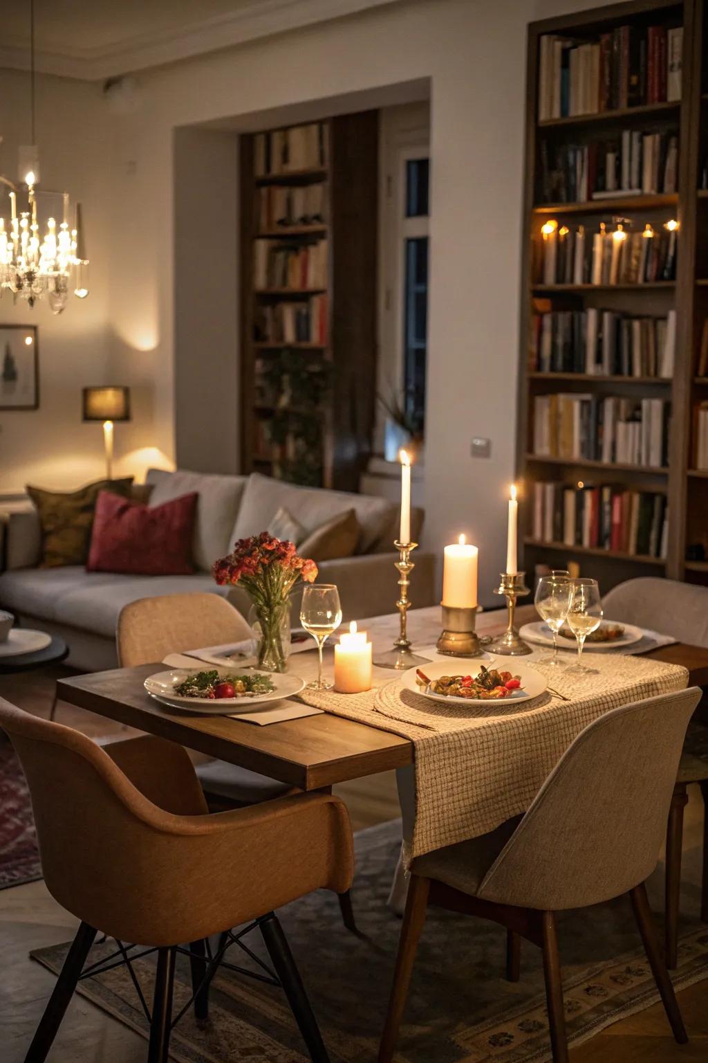 Enhance the mood with cozy lighting.