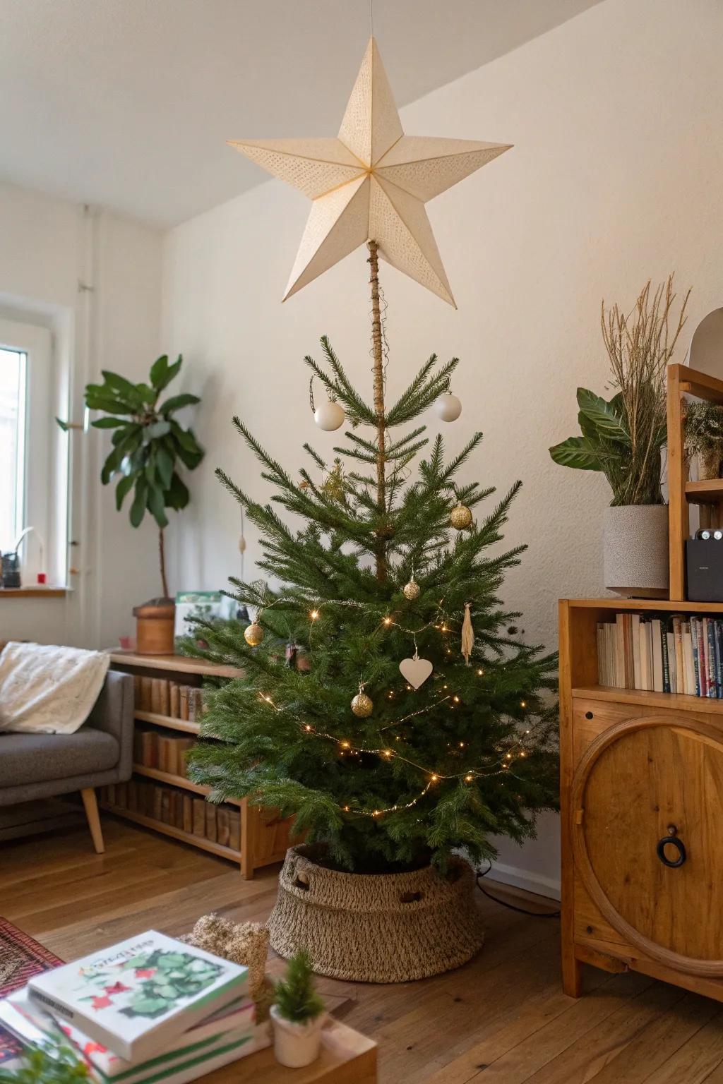 Sustainable style with a paper celestial figure topper.