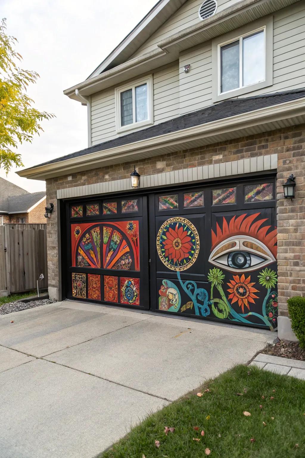 Custom art turns your garage door into a unique canvas.
