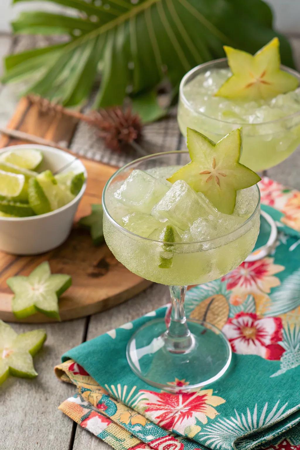Starfruit ice cubes for an outlandish accent.