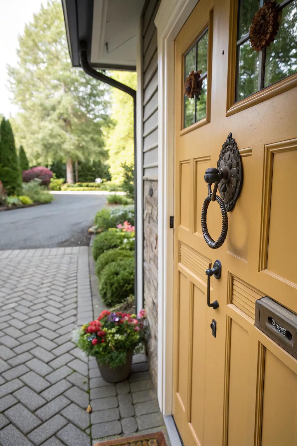 A personalized door striker adds a unique touch.