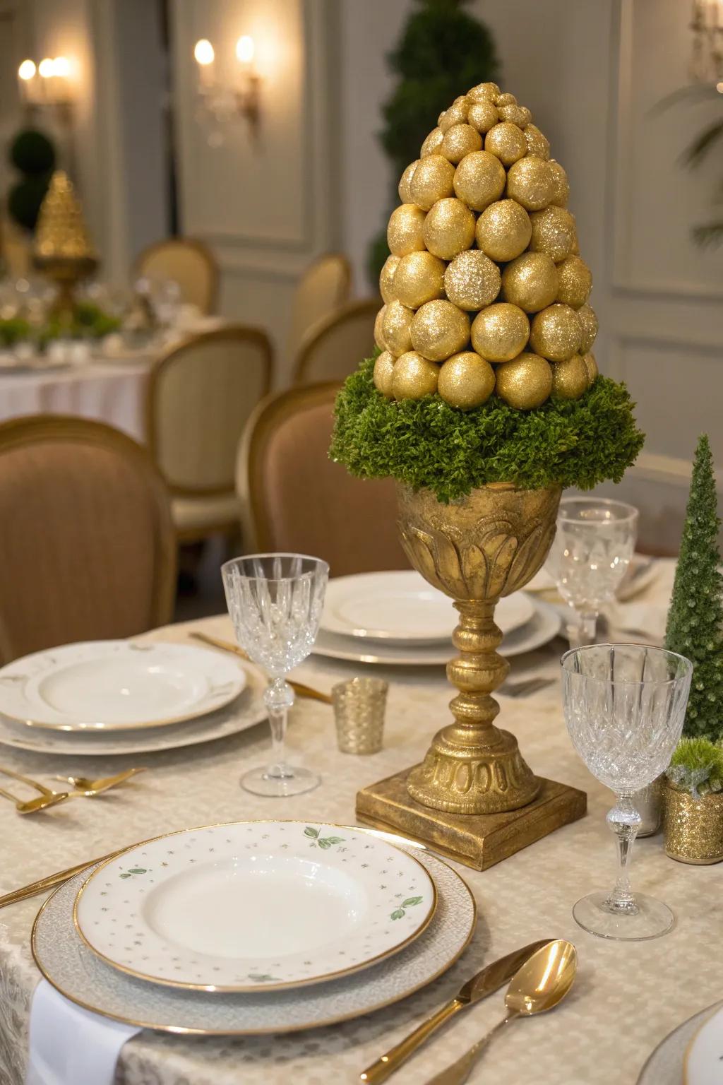 Gilded egg upright ornament offers a stunning focal point for Easter ornamental layout.