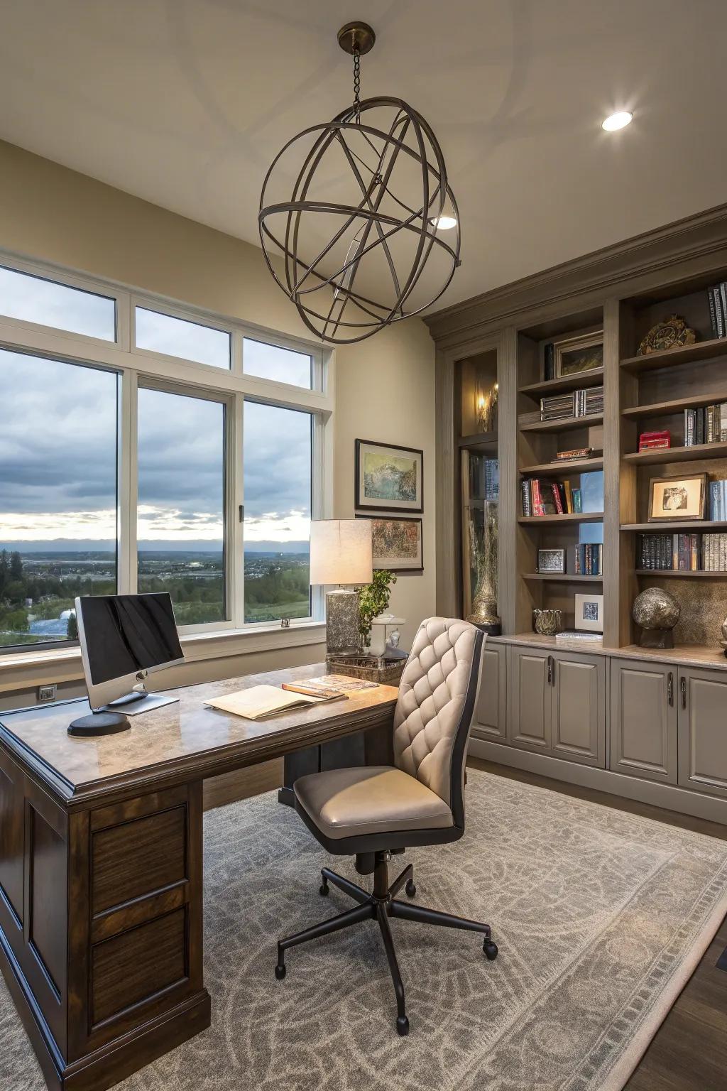 An art piece that gives your workspace a dramatic flair.