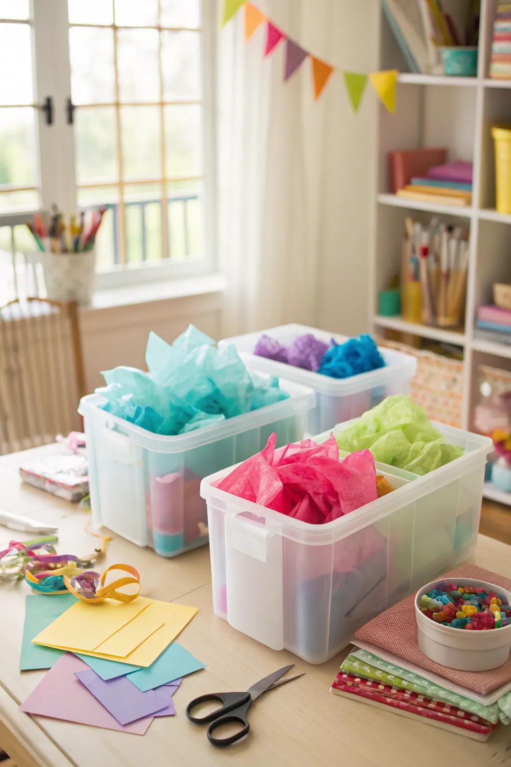 Portable tubs bring mobility to tissue paper storage.
