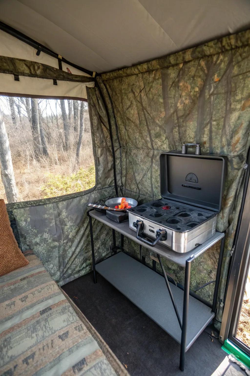 Portable cooking units allow for convenient meal preparation in the blind.