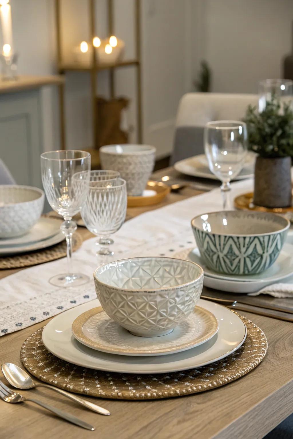 Handcrafted tableware lends a touch of elegance to every meal.