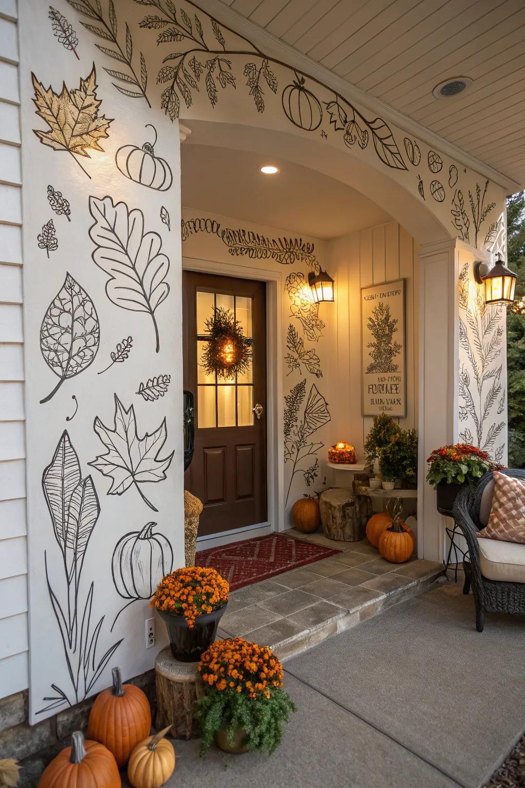 Embrace the seasons using themed line art.