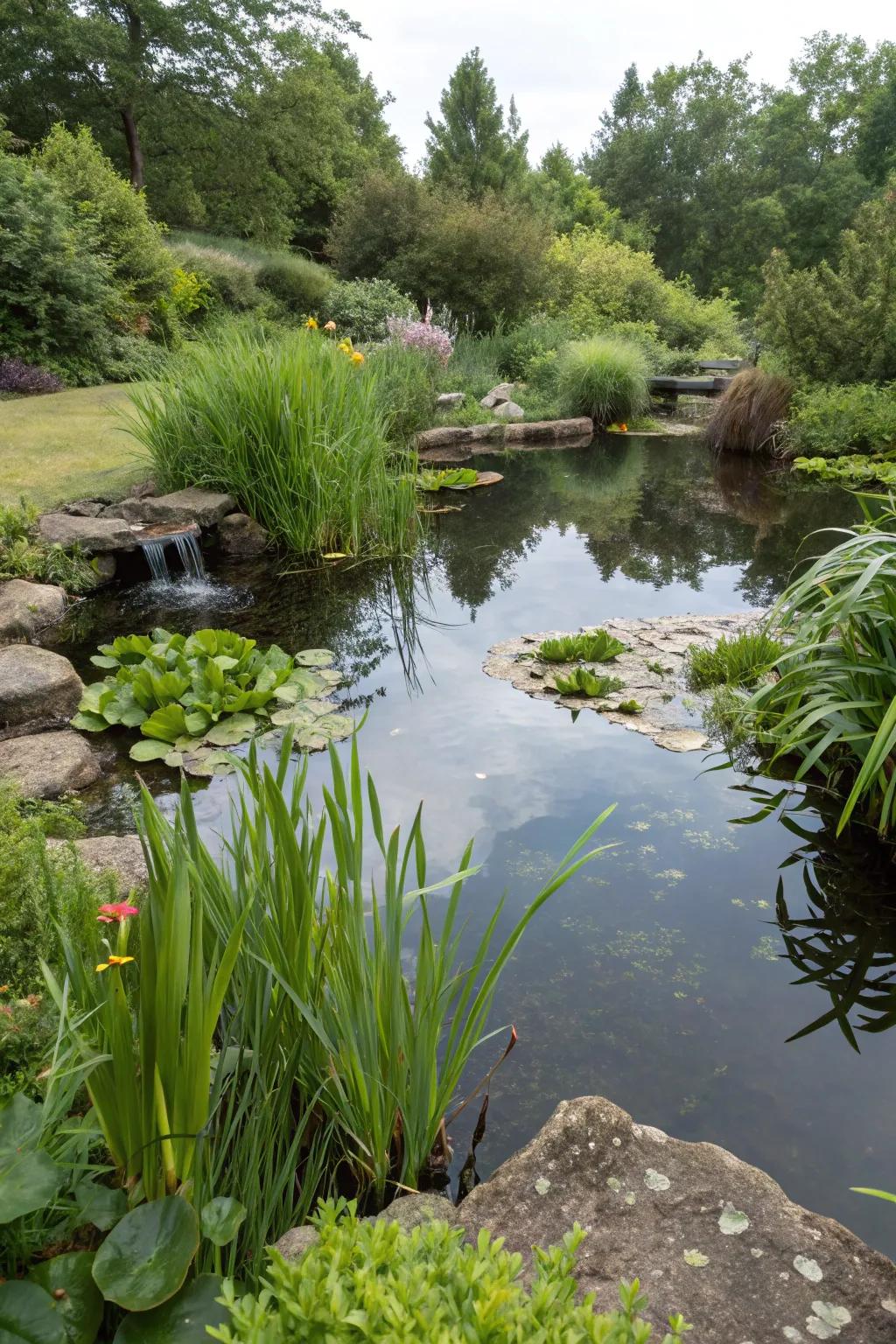 Plants act as natural cleansers for a clean and clear mini pond.