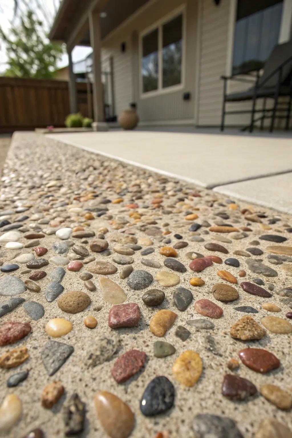 A unique stone mixture for a custom patio look.