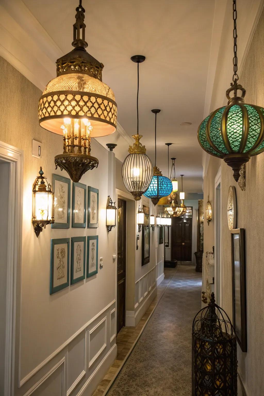 Combined fixtures can infuse personality into constricted hallways.