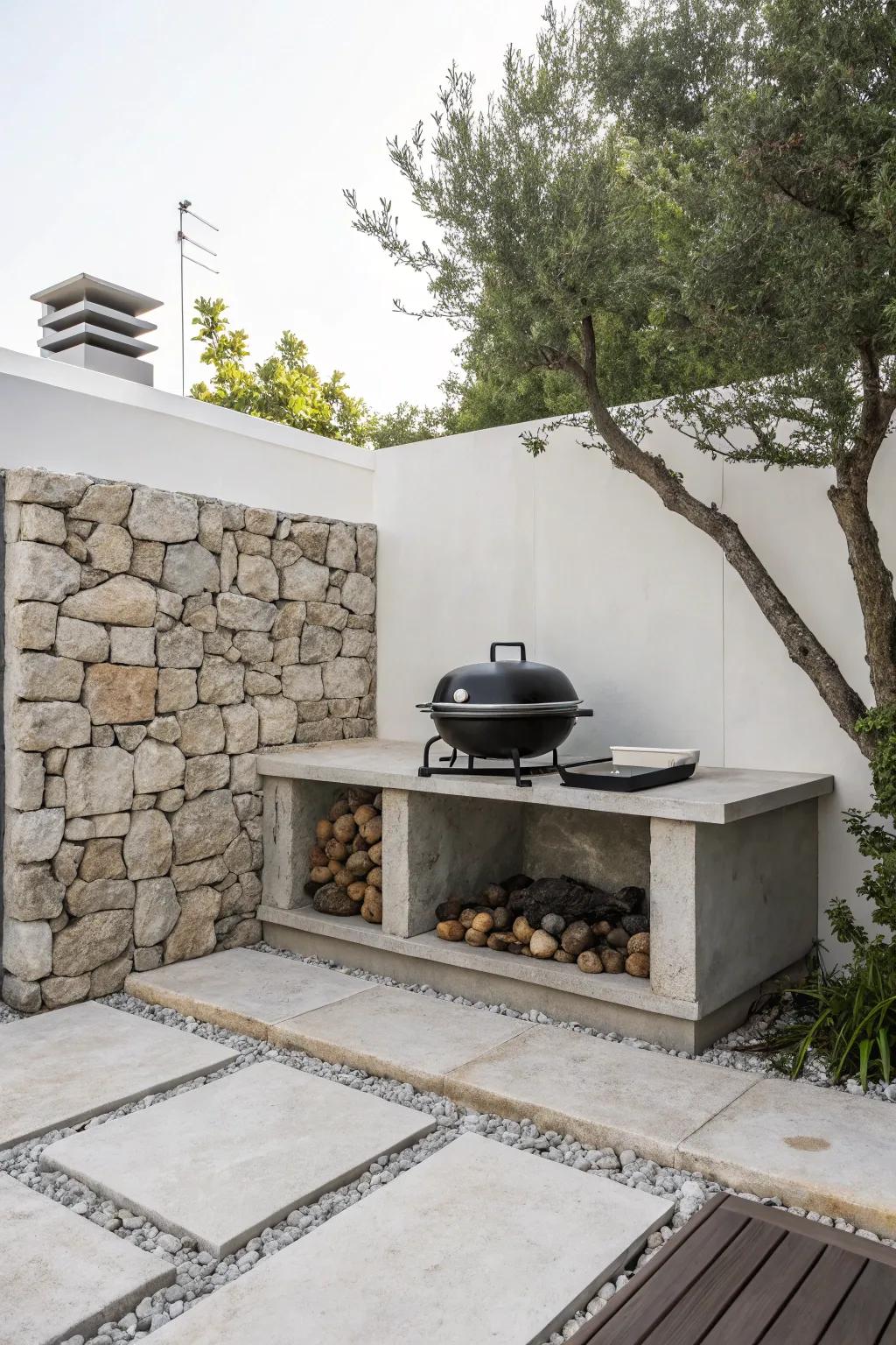 A minimalist BBQ setup enhances elegance and simplicity within your outdoor space.