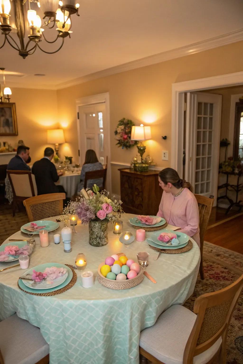 A circular table arrangement encourages intimacy and closeness.