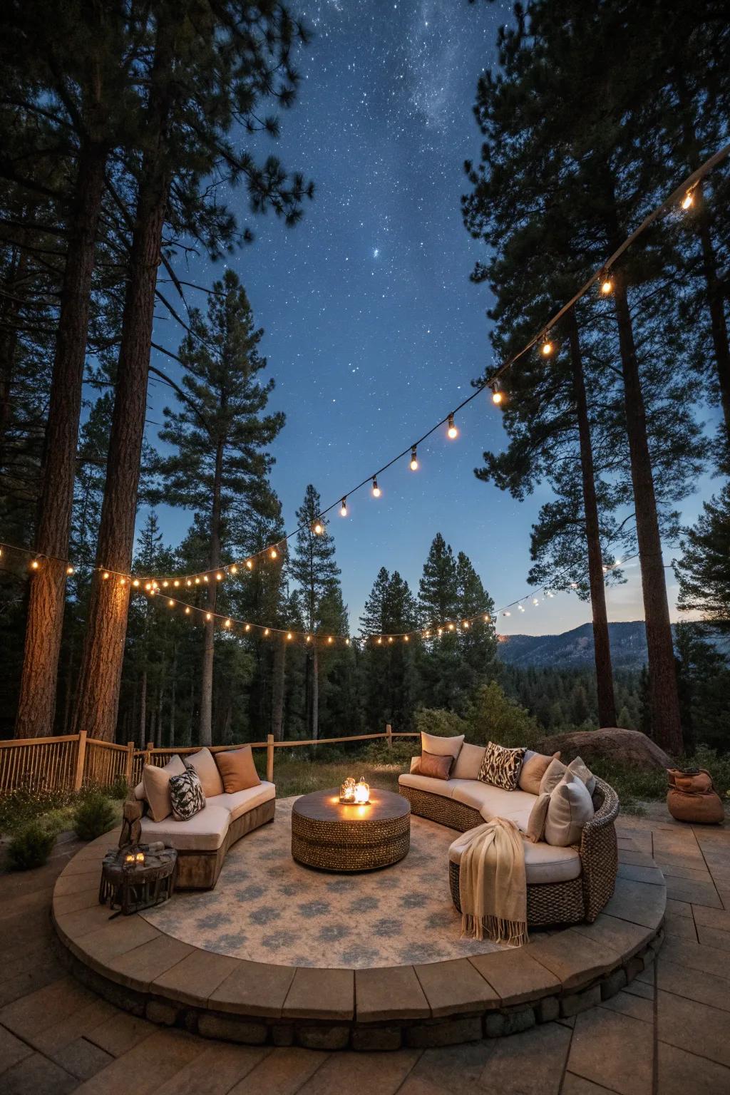 A stargazing spot invites you to enjoy the night sky.