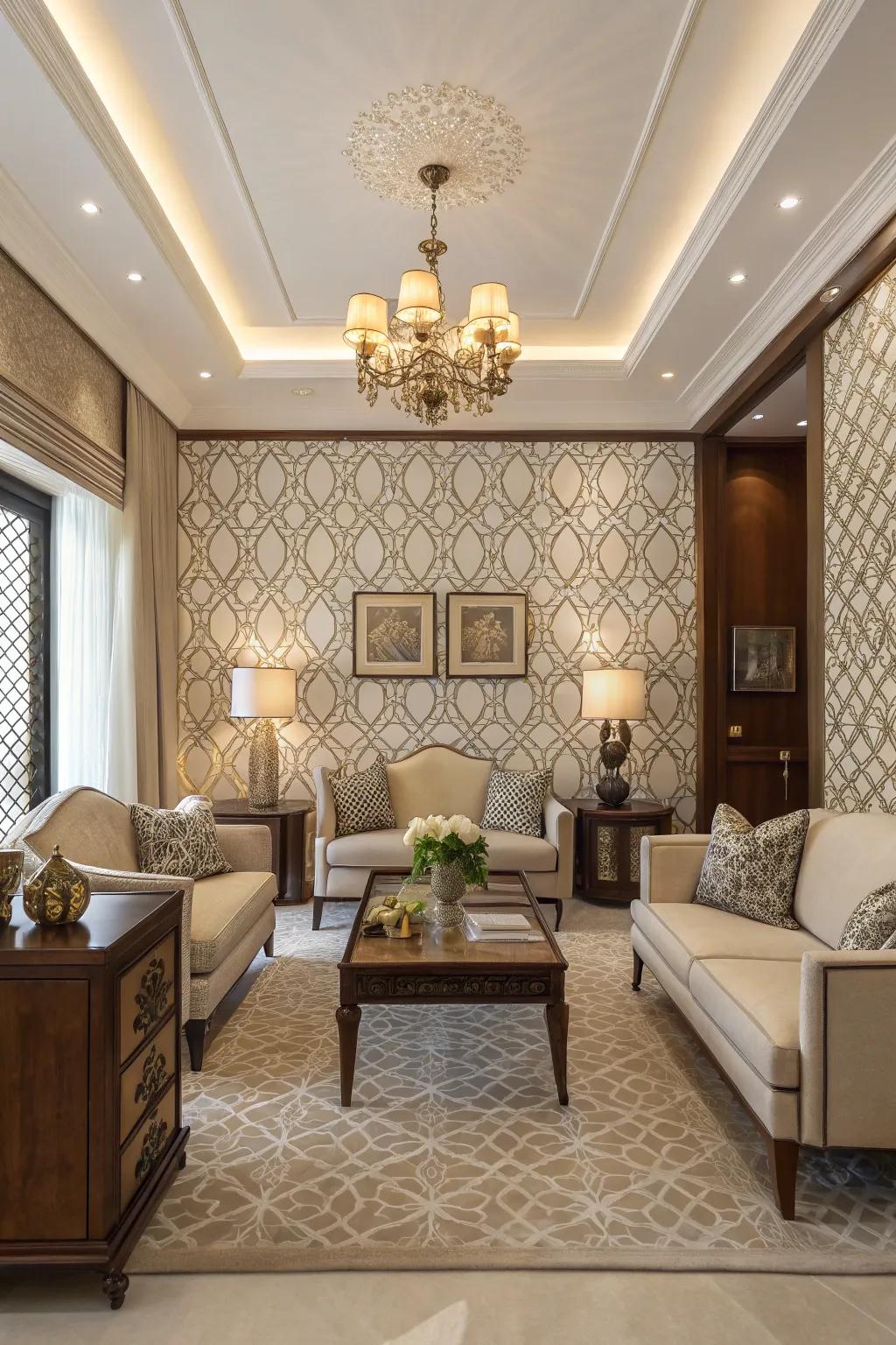 A snug parlor showcasing symmetrical blueprints for poise.