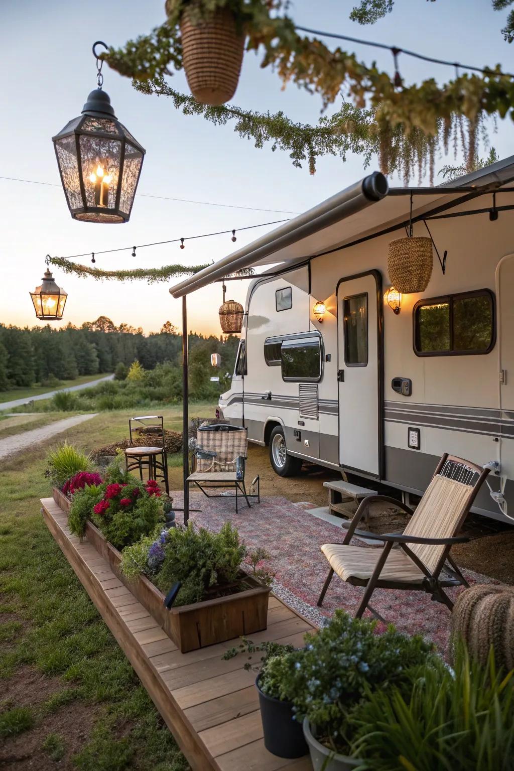 A well-decorated outdoor area enhances your living space and RV experience!