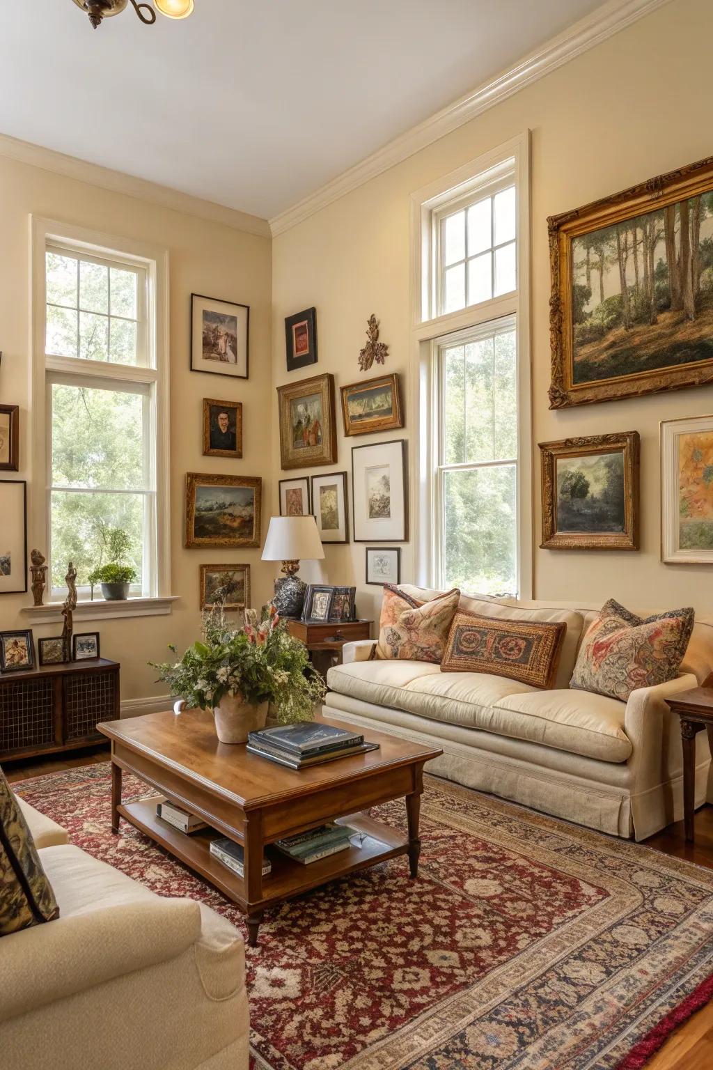 Unique artwork that adds a unique touch to a Southern interior.
