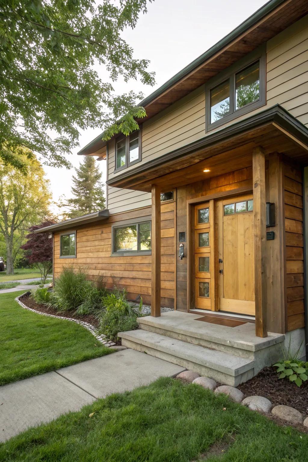 Eco-friendly materials blend style and sustainability at your front door.