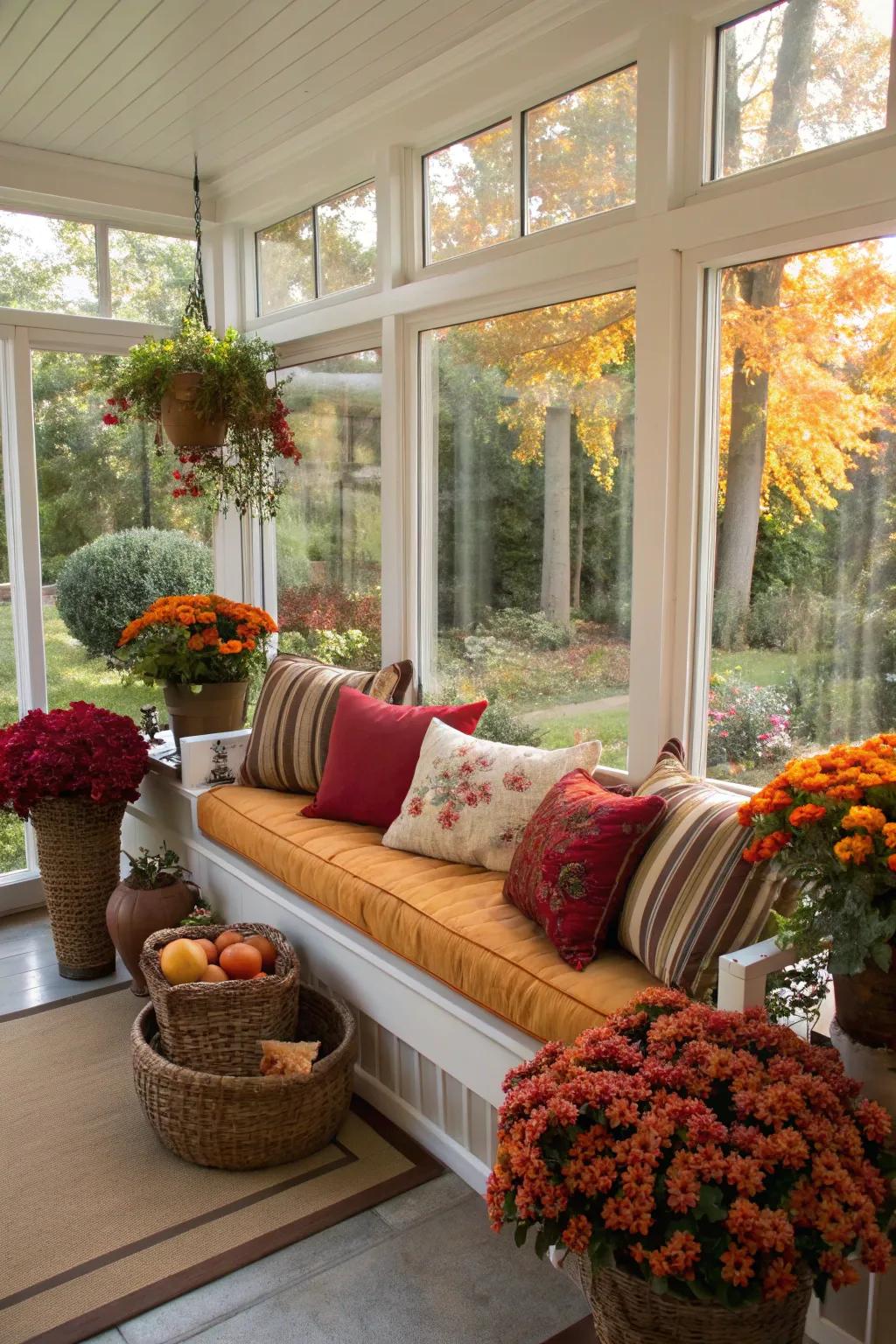Occasional décor keeps the sunroom fresh and adaptable.