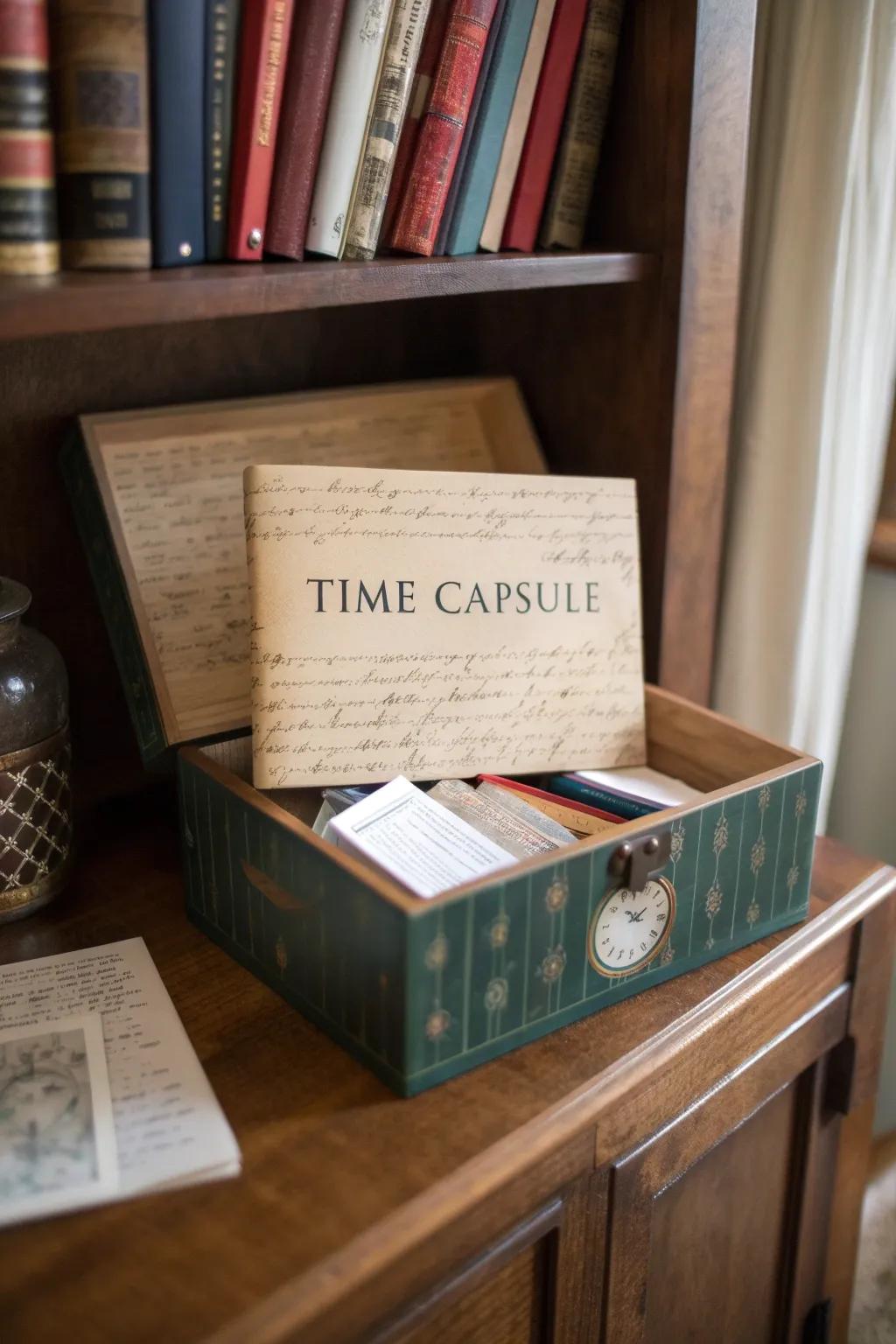 Guests contribute to a time capsule of counsel and well-wishes.
