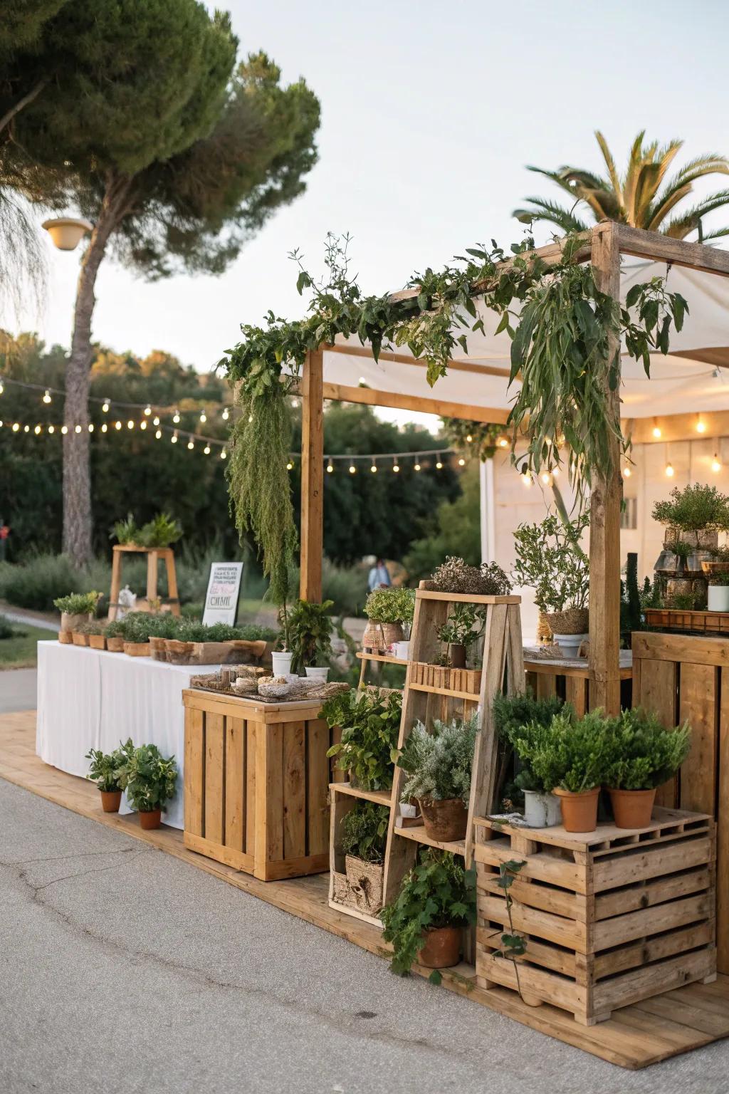 Natural aspects adding warmth and life to the booth.