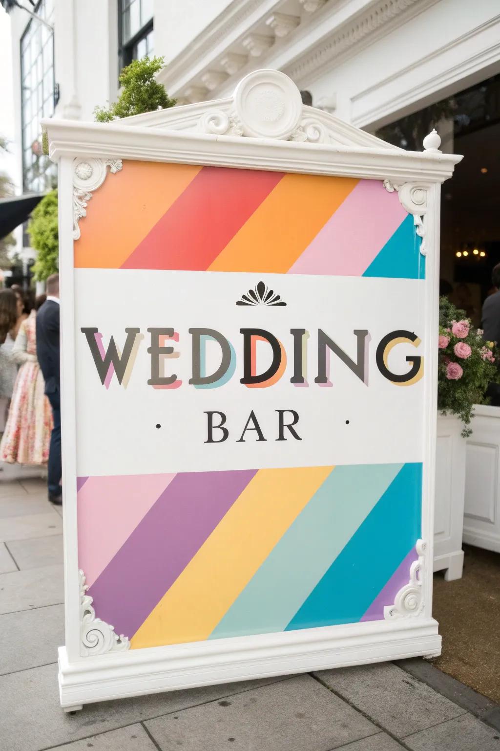 A bold single-color bar sign in vibrant colors.