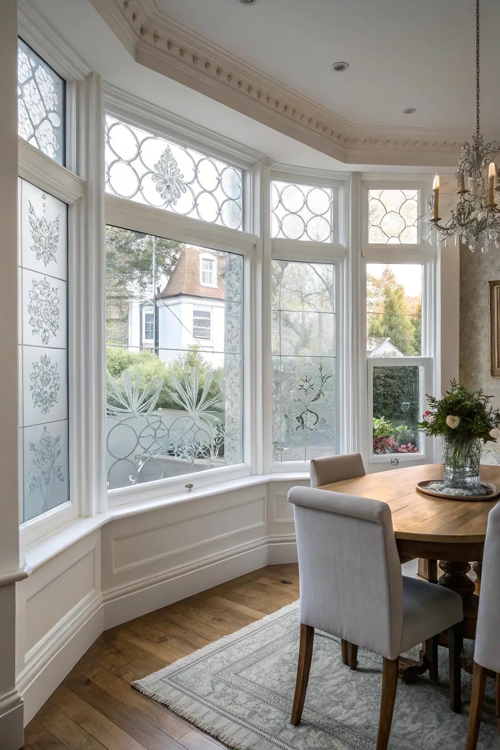 Stylized smoked glass adds style and privacy.