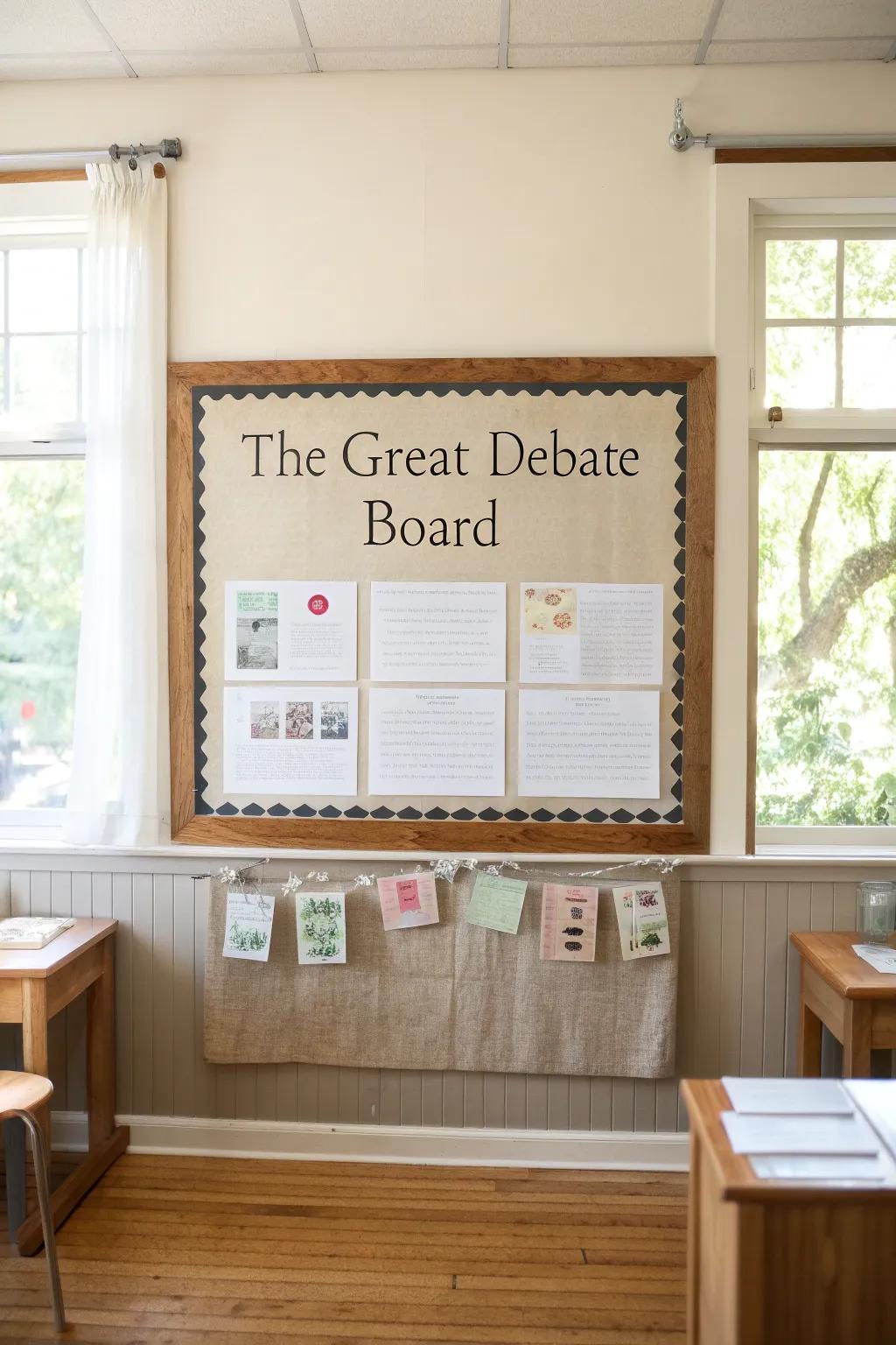 Encourage dialogue and critical thinking with a classroom debate board.