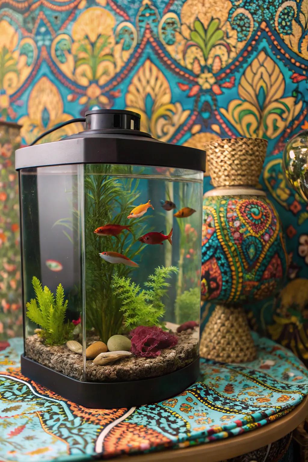 A vivid background can make your tank's accents stand out.