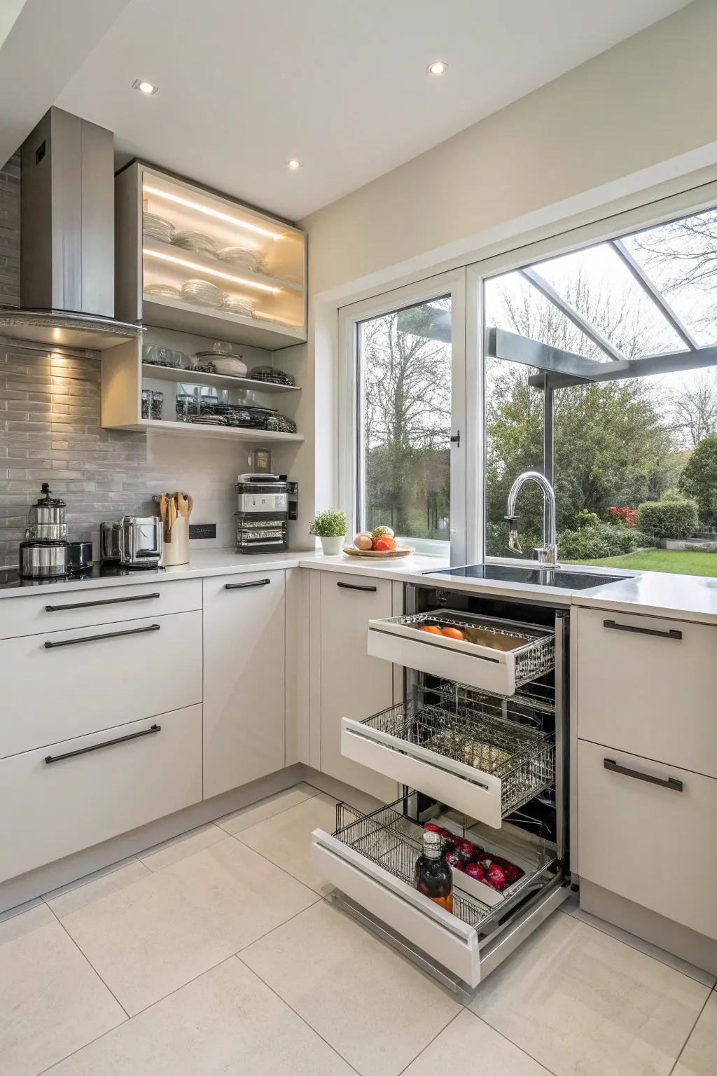 Innovative corner storage options make the most of your space.