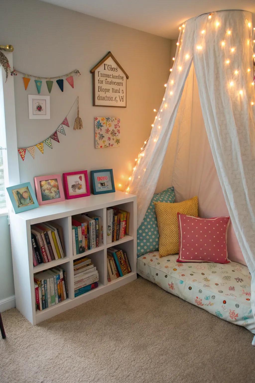 A comfortable reading corner invites endless escapades through literature.