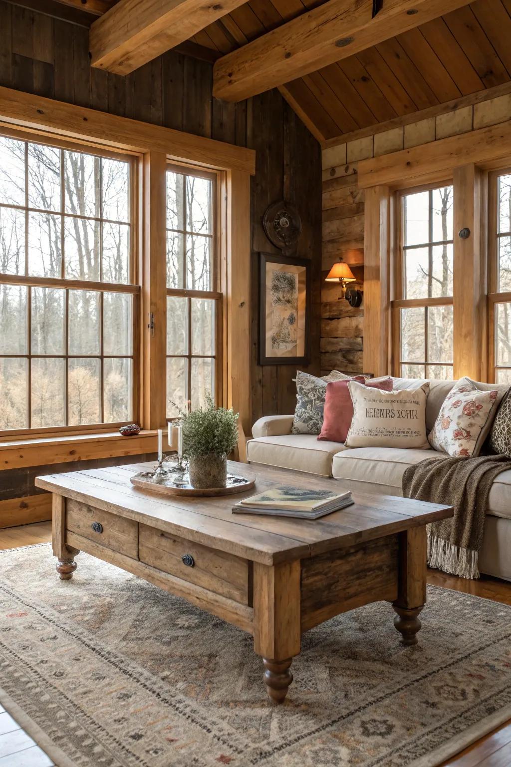 Natural wood trim adds warmth and charm to any room.