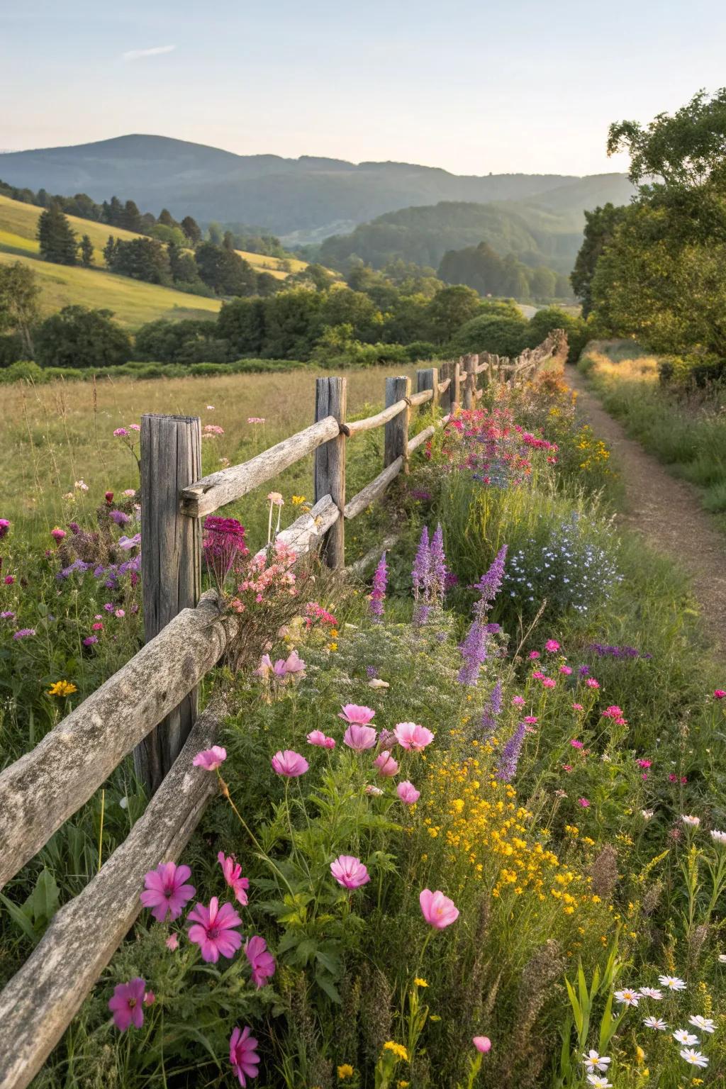 Embrace rustic appeal with a classic lumber rail barrier.