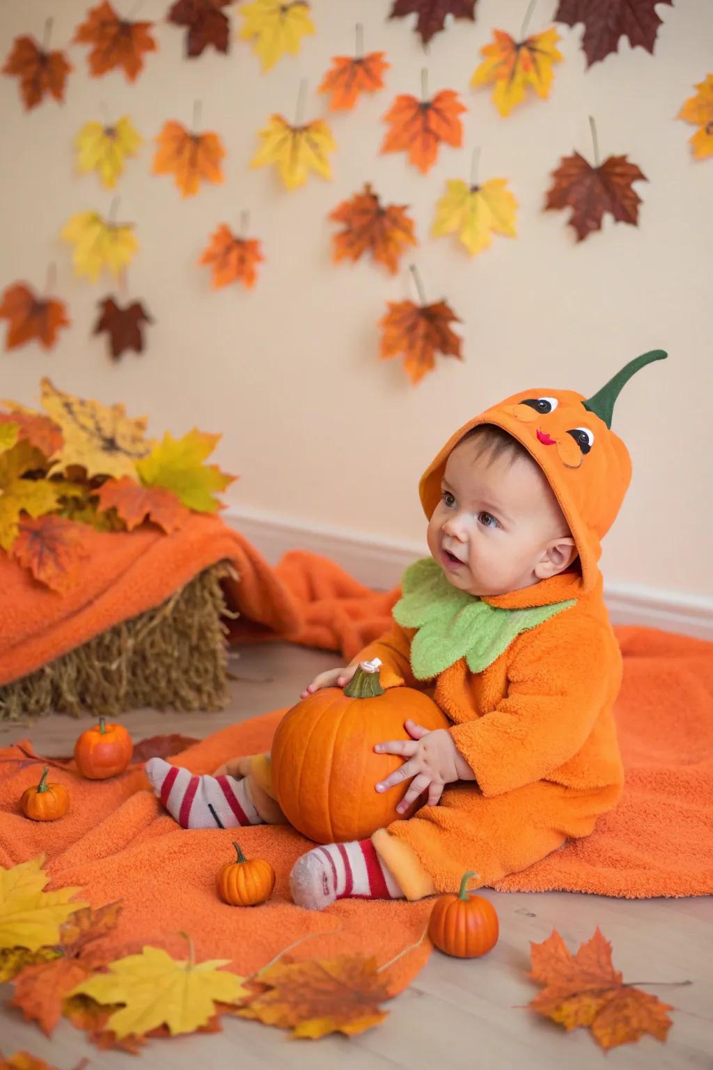 A captivating pumpkin costume, just right for your little one’s first Halloween.